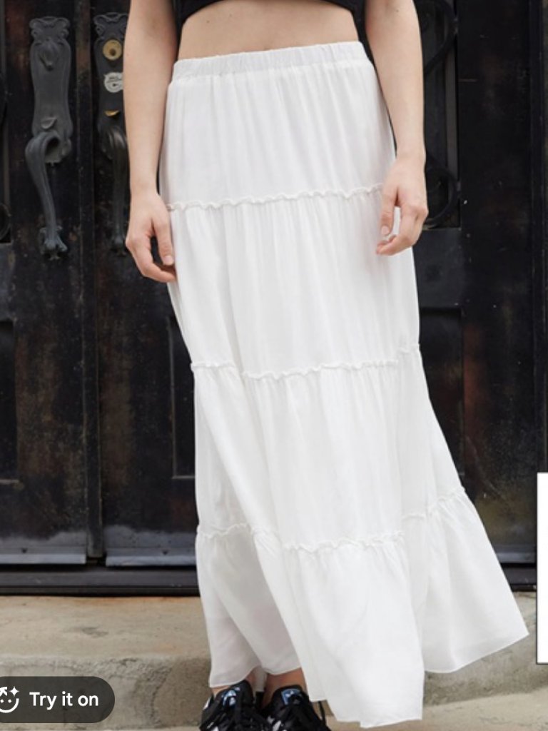 Brandy Melville Izzy White Tiered Midi Prairie Skirt Os